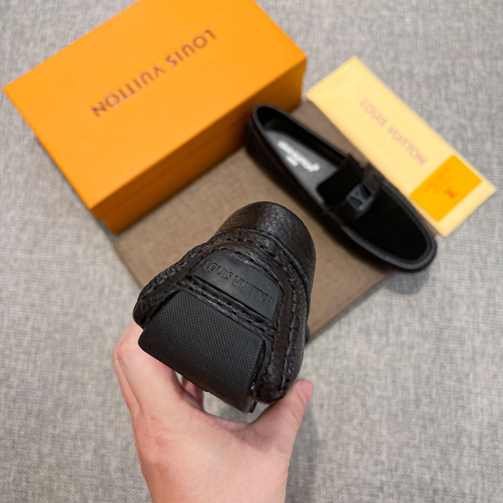Louis Vuitton Black Textured Strap Loafers