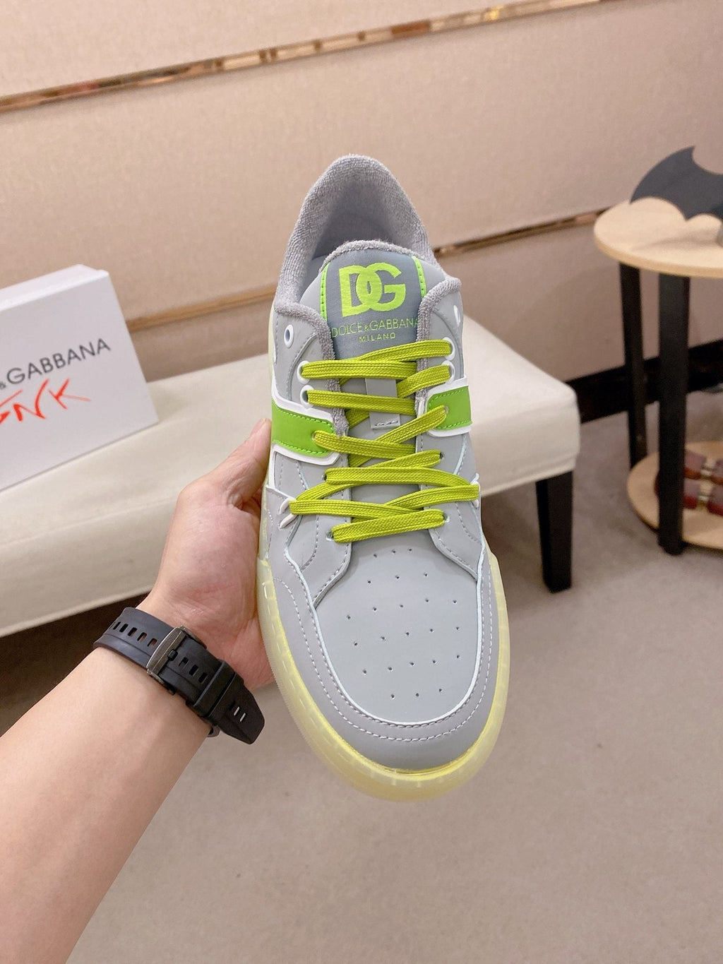 Dolce & Gabbana Neon Accent Low-Top Sneakers