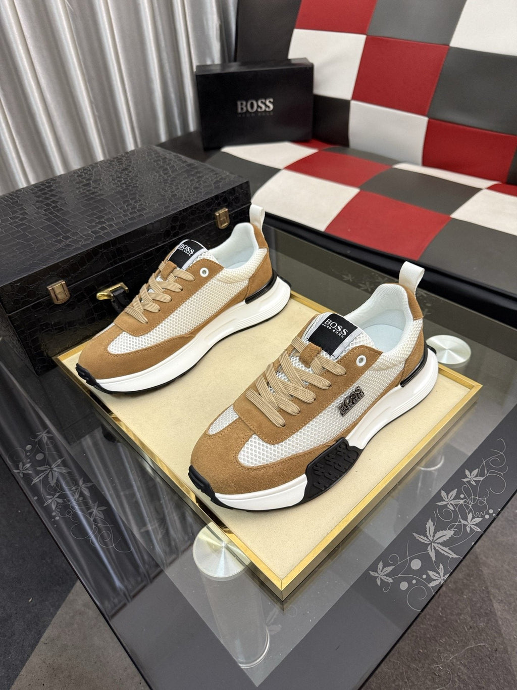 BOSS Men's Mesh Low-Top Sneakers