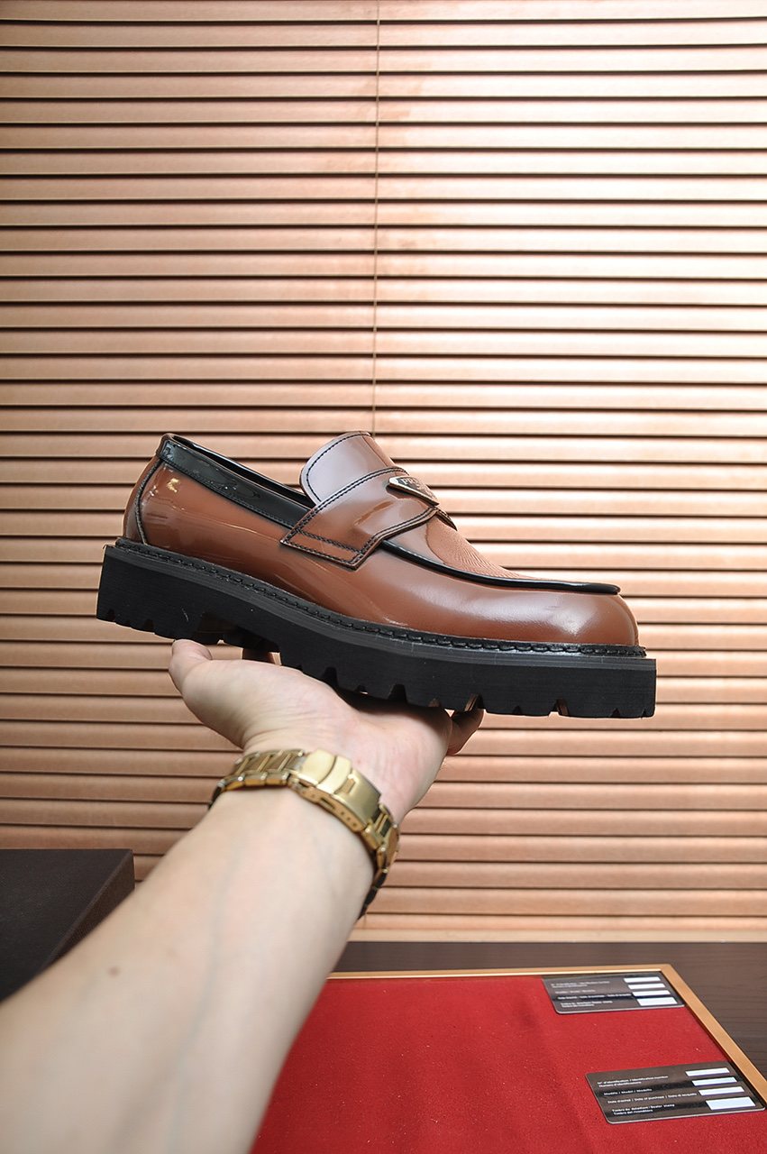 Prada Lug-Sole Strap Loafers