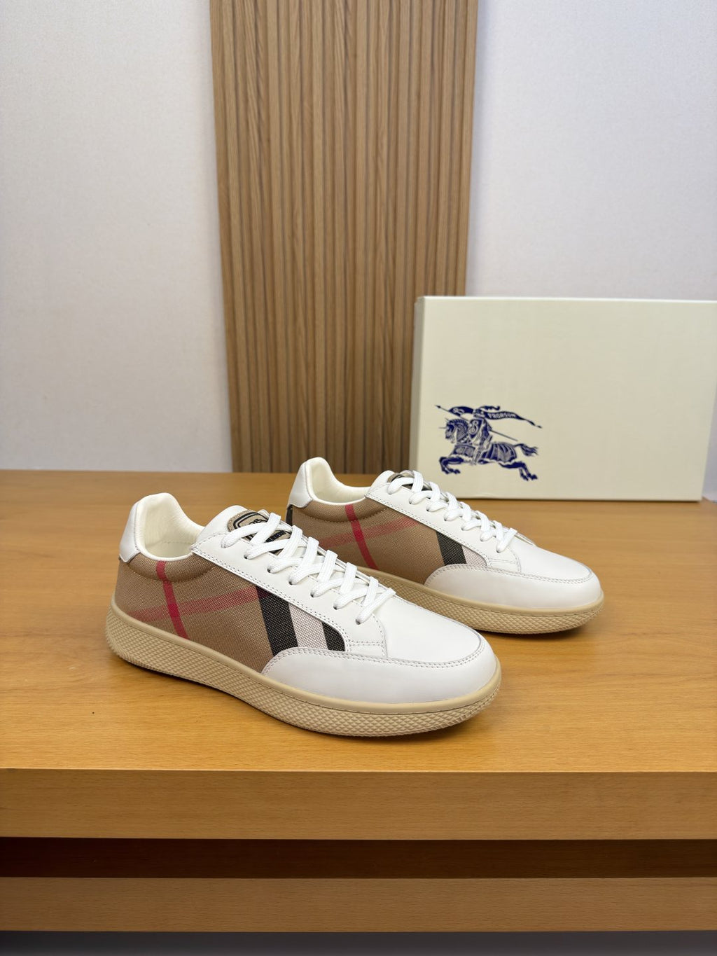 Burberry Check-Panel Low-Top Sneakers