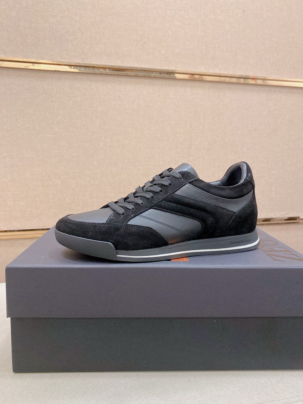 Zegna Men's Leather and Suede Low-Top Sneakers
