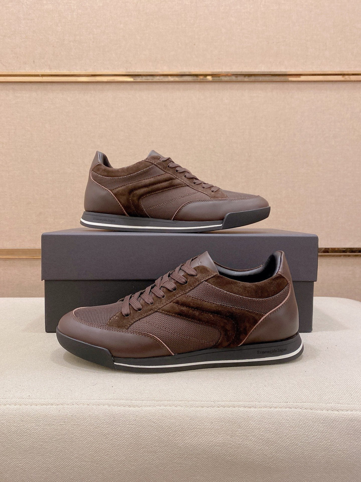 Zegna Men's Leather and Suede Low-Top Sneakers