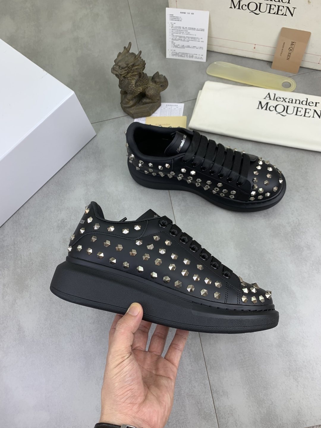 Alexander McQueen Black Studded Low-Top Sneakers