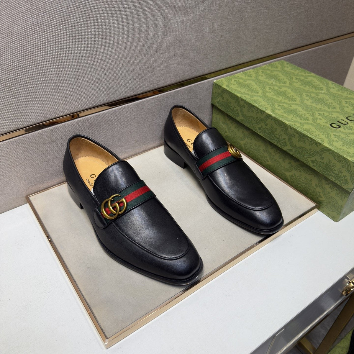 Gucci Men's Black Strap Loafers